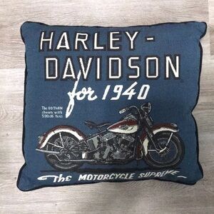 Harley Davidson Motorcycle 1940 Throw Pillow Blue